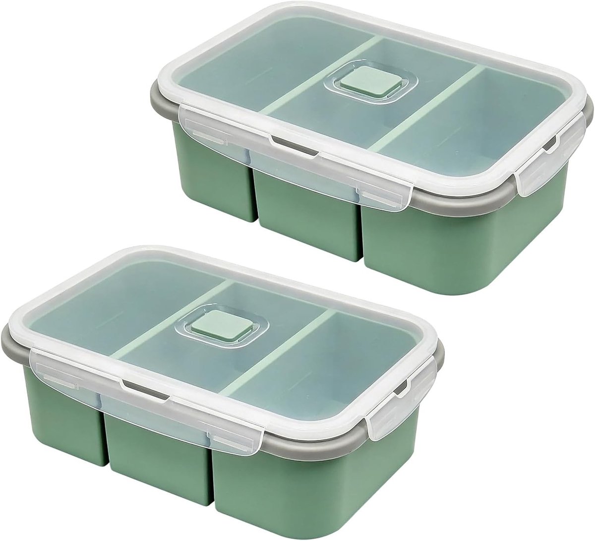 Siliconen containers voor invriezen van soepen, bouillon en saus - 2 stuks met deksel en vakken voor optimale opslag
