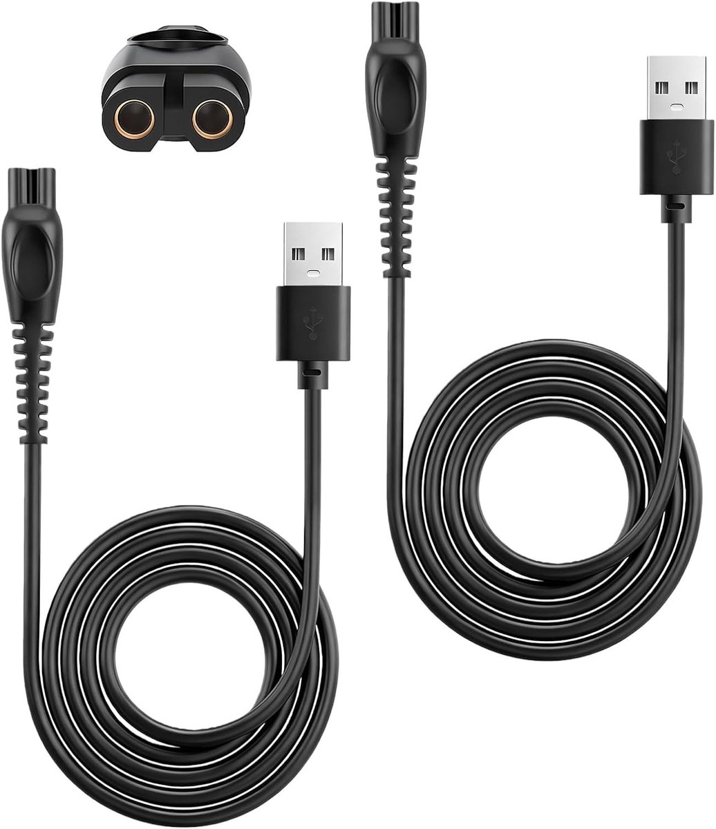 SnelShoppen - Set van 2 Vervangende USB Laadkabels voor Scheerapparaten - 5V Oplader Netsnoer - Compatibel met Philips MG5910, MG5920, MG5930, PQ888,
