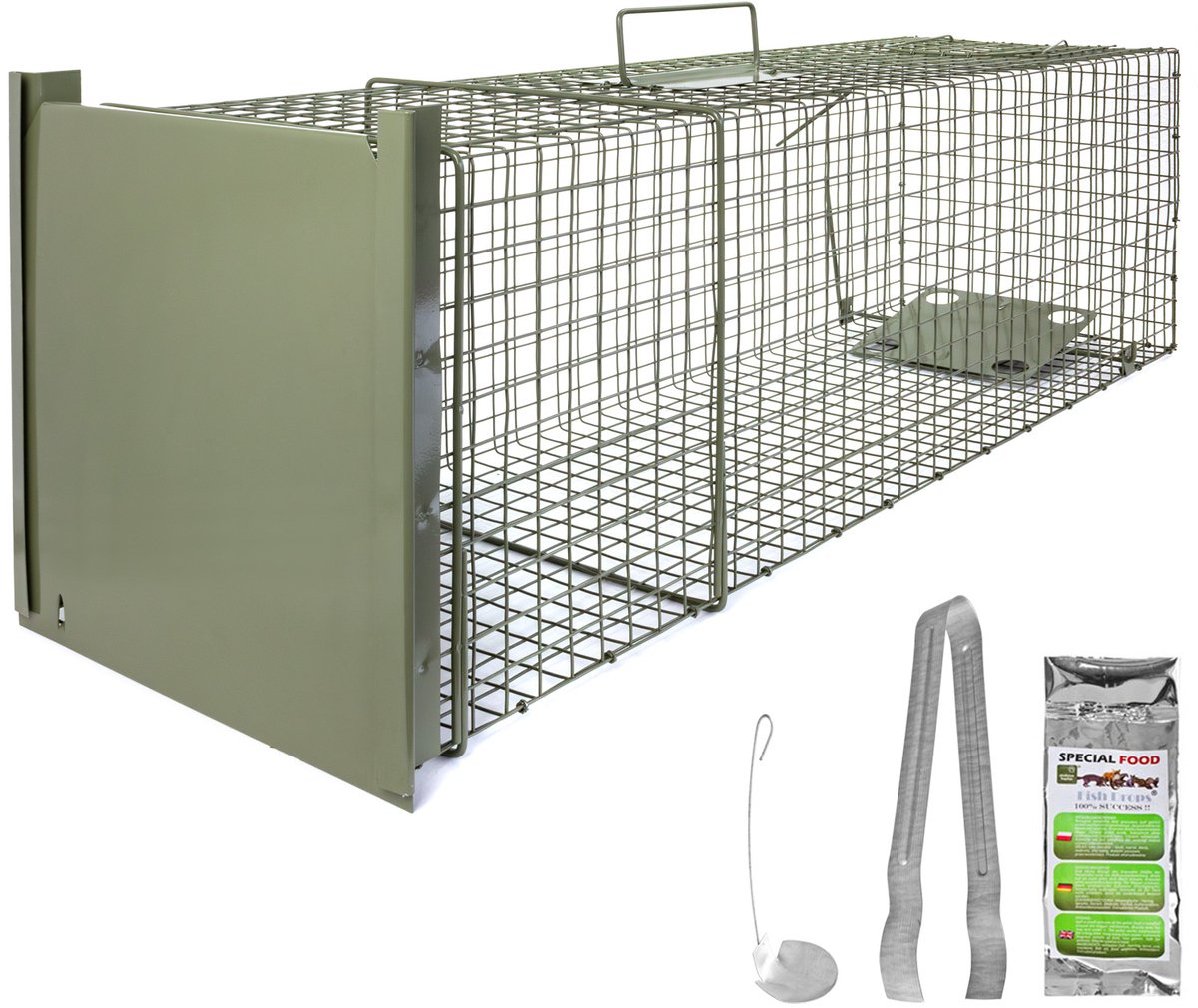 Levende val, groene draadval, marter, levende wezel, tuin, konijn, verplaatsingsval, woonaccessoire, rattenafweermiddel, zolderrattenval, 102 x 29 x 31 cm, Petigi