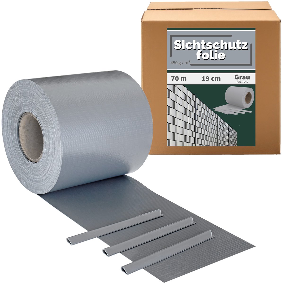 Kingpower PVC-privacy-stroken voor dubbelstaafmathekken – Privacyfolie voor dubbelstaafmathekken, staafmathekken en tuinafscheidingen – Grijs, 70 m