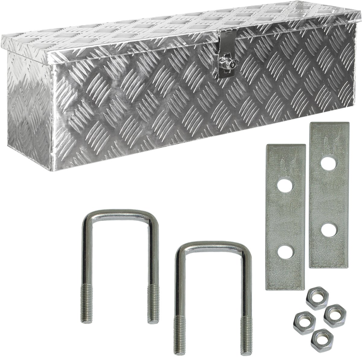 trucky Aluminium gereedschapskist voor vrachtwagens, model D035, 79 x 23 x 22 cm, afsluitbaar, robuust traanplaat, inclusief montageset, voor werkplaats, hobby, auto