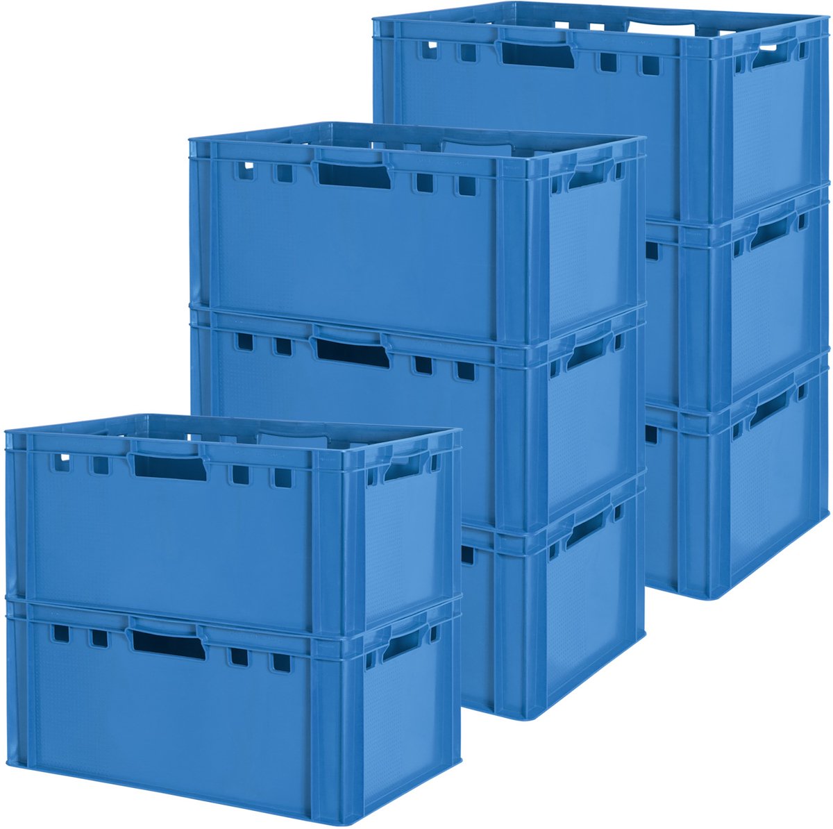 8 E3 Vleeskrat, Blauw, Eurobox, Voedselveilig, Slagerskrat, Opbergdoos, Plastic Bak, Stapelbaar, 60 x 40 cm, Kingpower