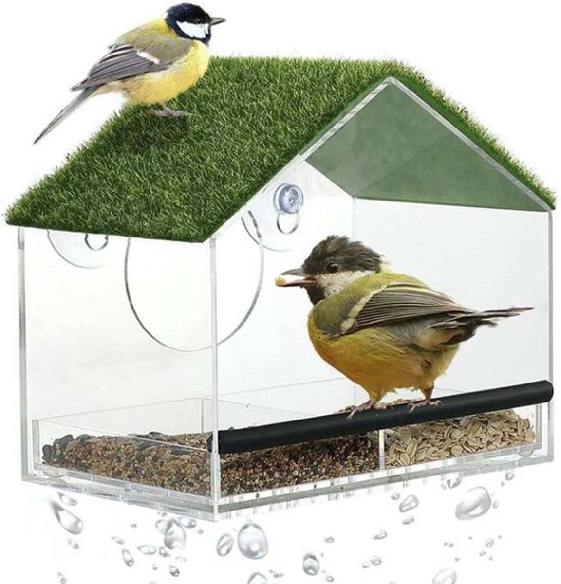 Automatische Vogelvoederbak met Zuignappen en Zaadbak - Transparante Vogelvoederbak van Acryl