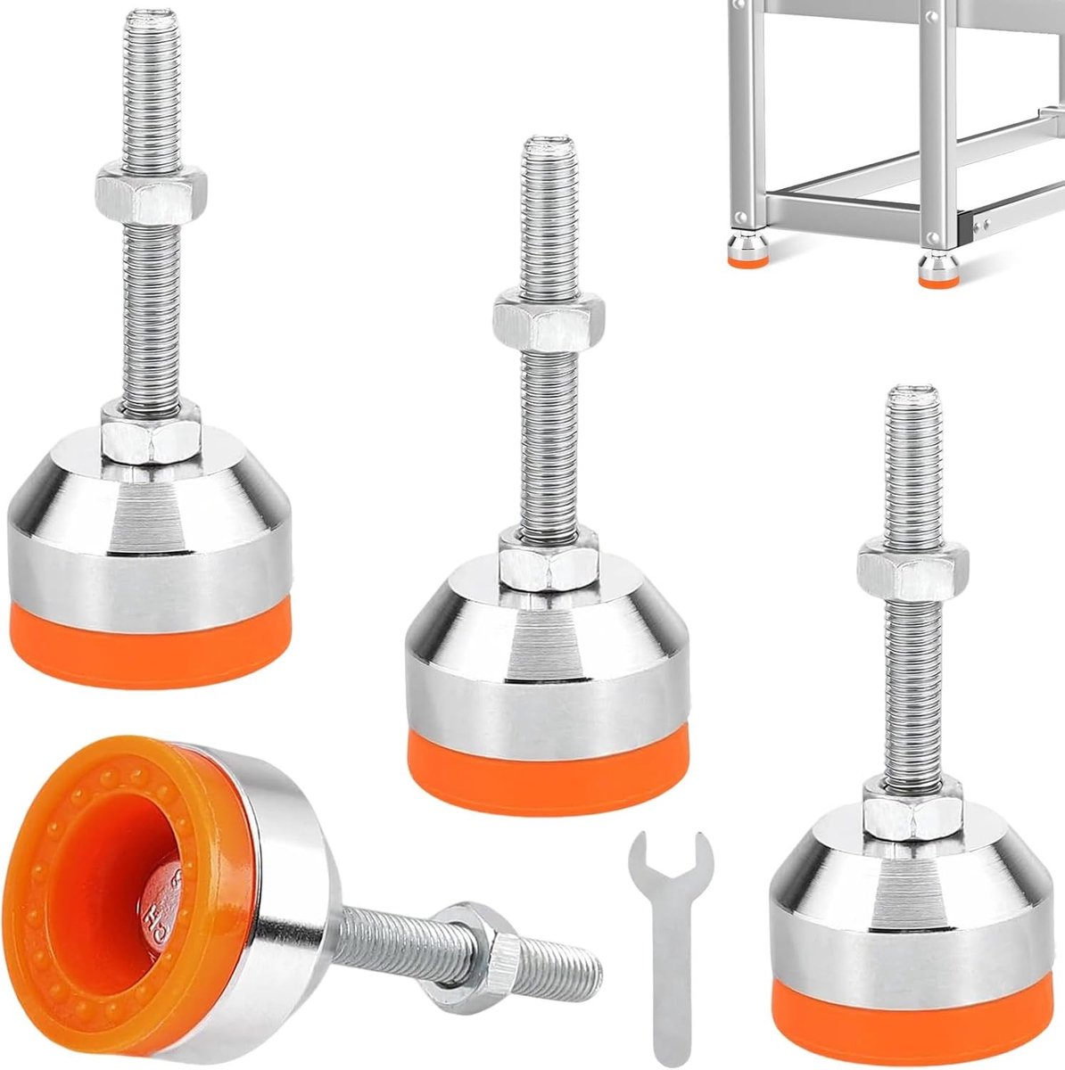 Verstelbare meubelpoten voor zware belasting, 4 stuks niveaustellen met rubberen buffer, M8 x 50 mm, ideaal voor meubels en machines