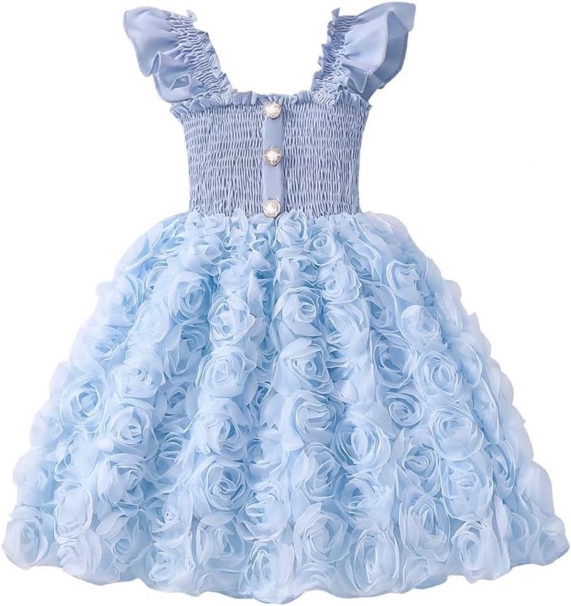 Meisjes Prinsessenjurk met 3D Bloemen, A-Lijn Feestjurk voor Kinderen, Mouwloos Tulle Jurkje voor Verjaardag en Bruiloft, Geschikt voor 2-8 Jaar