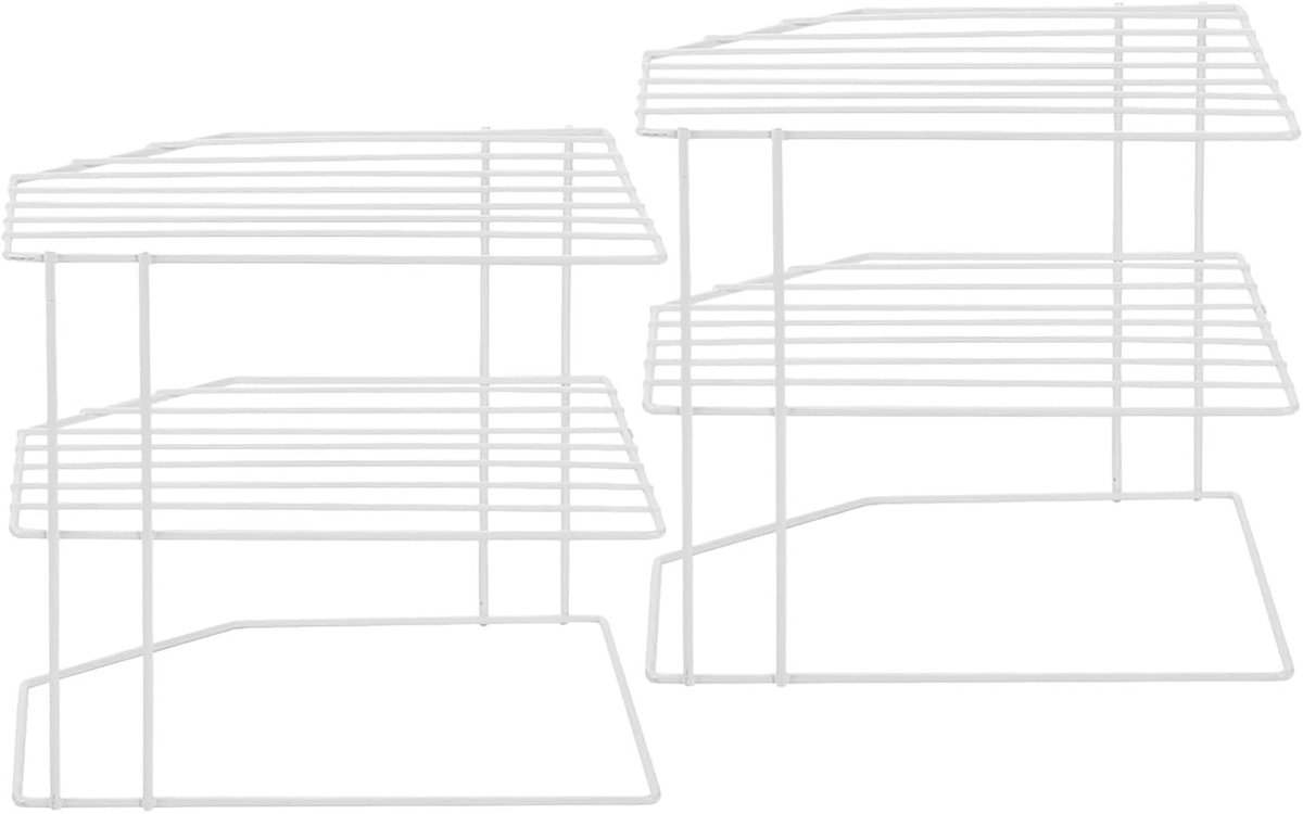 Set van 2 Keuken Kast Organizers, 3 Laags Draadopslag Racks voor Hoekplanken, Ideaal voor Keuken, Badkamer en Berging met Roestvrije Afwerking