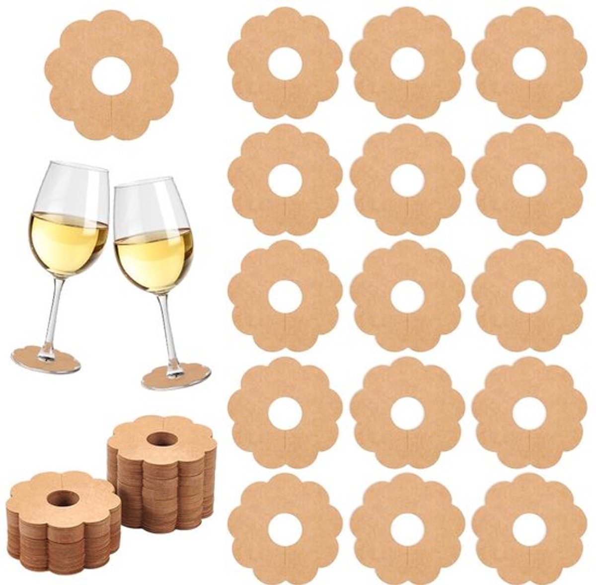 Bloemen Papier Wijnglas Markers Blanco Bloem Drinken Naam Tags Papier Wijn Charms Papier Wijnglas Markers DIY Identificatie Marker voor Wijnglazen Champagne