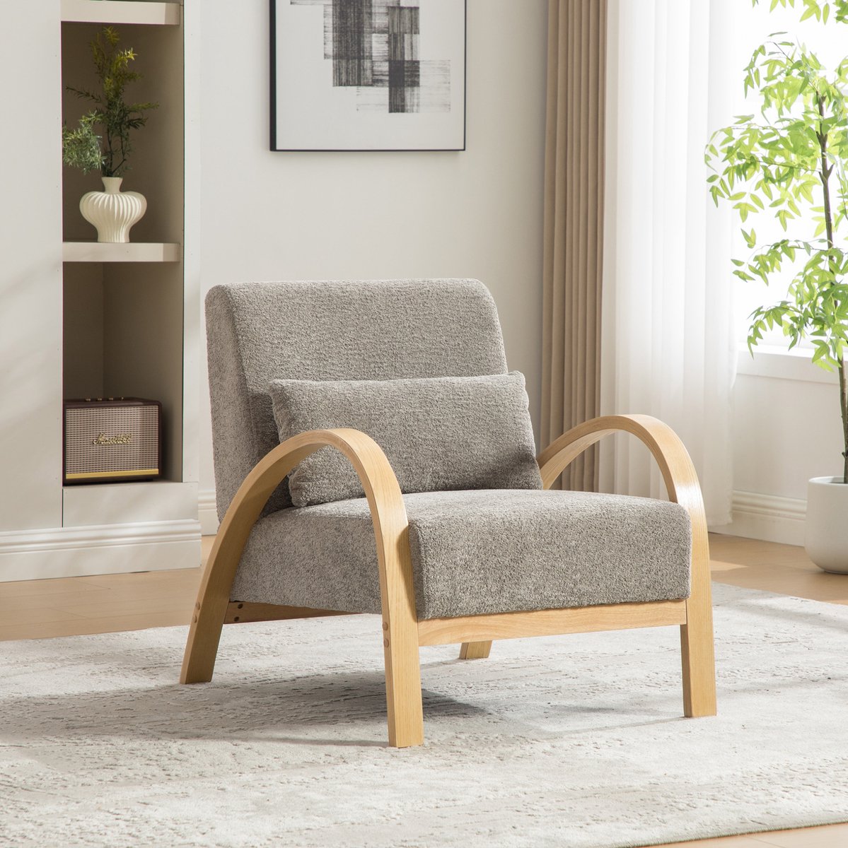 MIVRAY Fauteuil 70 5 x 80 5 x 82 5 cm Comfortabele Chenille Loungestoel Voor Woonkamer Sla