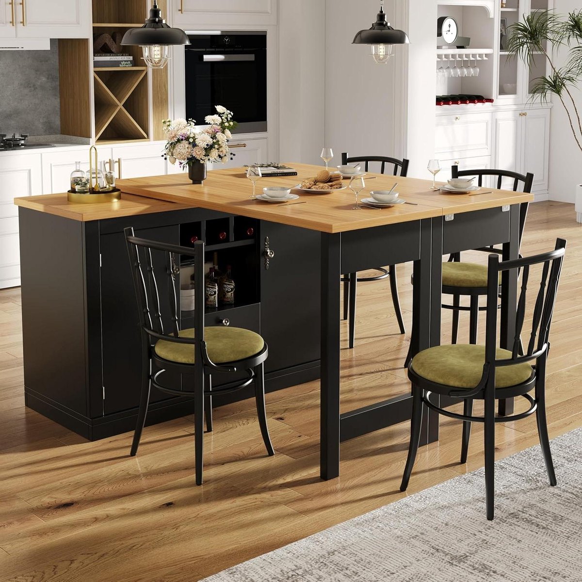 Uittrekbare Bartafel - Draaibare Tafel - Eten & Werken - 360 Graden Draaibaar - 120-180 cm - Zwart