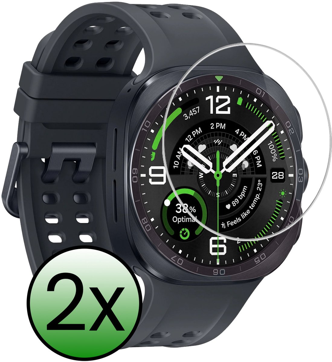Screenprotector - 2 Stuks Geschikt voor Samsung Watch Ultra 2 - Extra Sterk - Tempered Glass - Gehard Glas - Beschermglas Screen Cover - Bescherm Protector voor Smartwatch