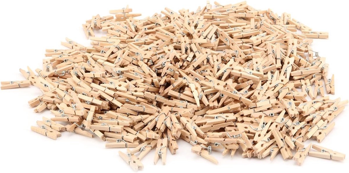 500 Stuks Mini Houten Klemmen van 2.5 cm, Natuurlijke Kledingknijpers voor Foto's, Creatieve Klussen en Thuisdecoratie