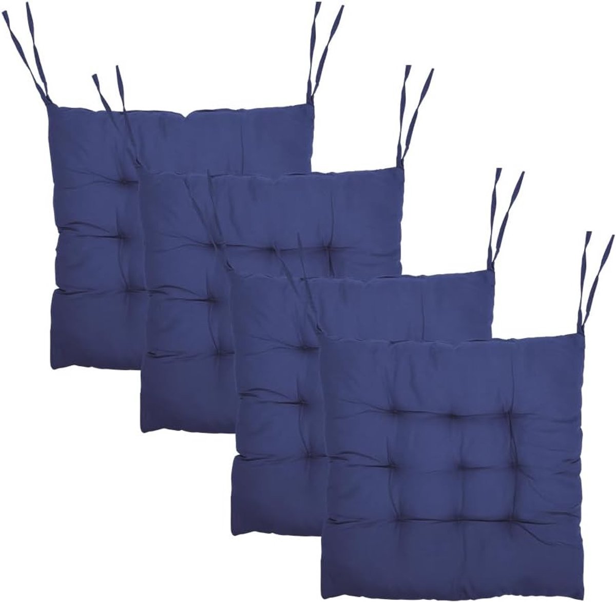 Set van 4 Zitkussens met Strikken, 40x40cm Tuinkussens voor Binnen en Buiten, Comfortabele Kussens voor Eetkamer en Woonkamer