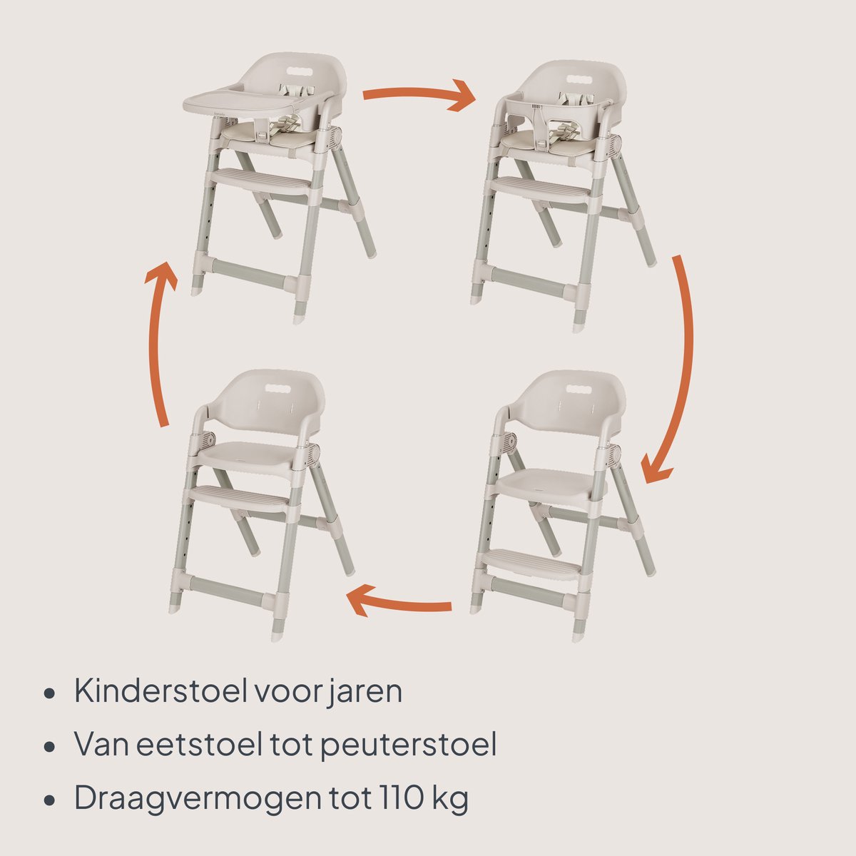 Lionelo Matt Kinderstoel 3in1 – Meegroeiende Eetstoel van 6 Maanden tot 110 kg – Opvouwbaar – Verstelbare Zitting & Voetensteun – 5-Puntsgordel – Afneembare Tray – Compact Design – Kinderstoel voor Baby, Kind en Volwassene – foto 5