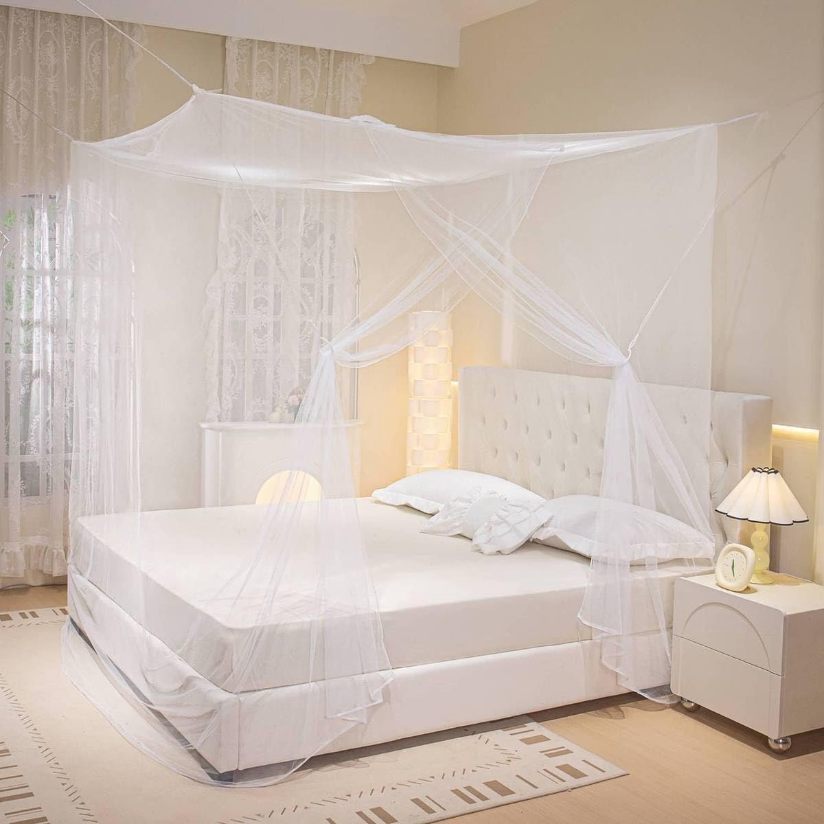 longziming -Rechthoekig Moskitonet - Bednet Met Verticale Wanden - Insectenbescherming - 360 Graden Volledige Afdekking - Fijnmaschig Weefsel Voor Kleine Muggen - Ideaal Voor Reizen En Kamperen - 1 Set