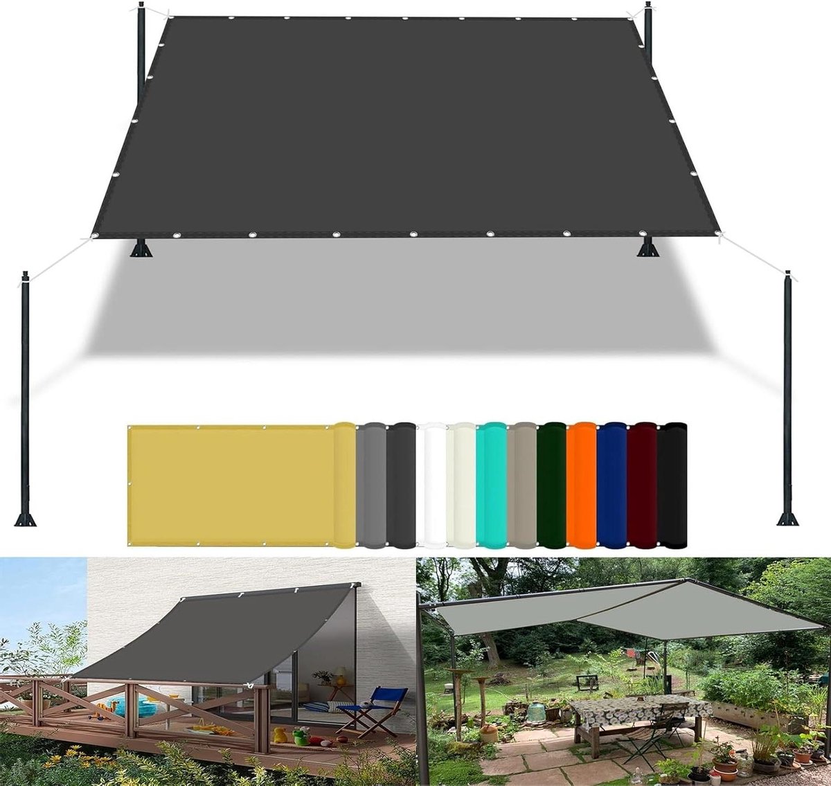 Schaduwzeil - Zonnedoek - Terras Beschermen - Waterbestendig - 2.8x3.4m - Donkergrijs