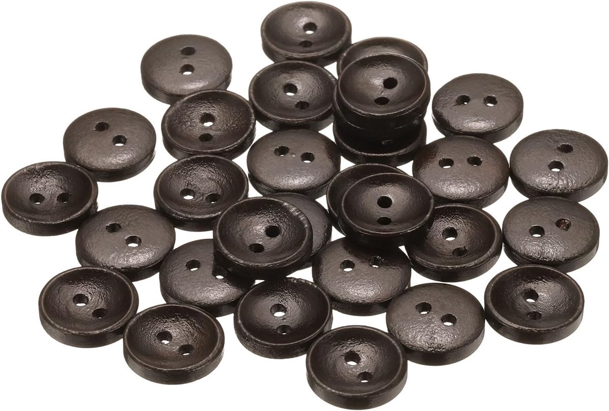 Knopen, 15 mm 2 gaten ambachtelijke knopen, knutselknopen hout gestippelde lijn ronde naaiknopen vervangingsknopen voor doe-het-zelf decoratie jassen naaien kleding, 30 stuks