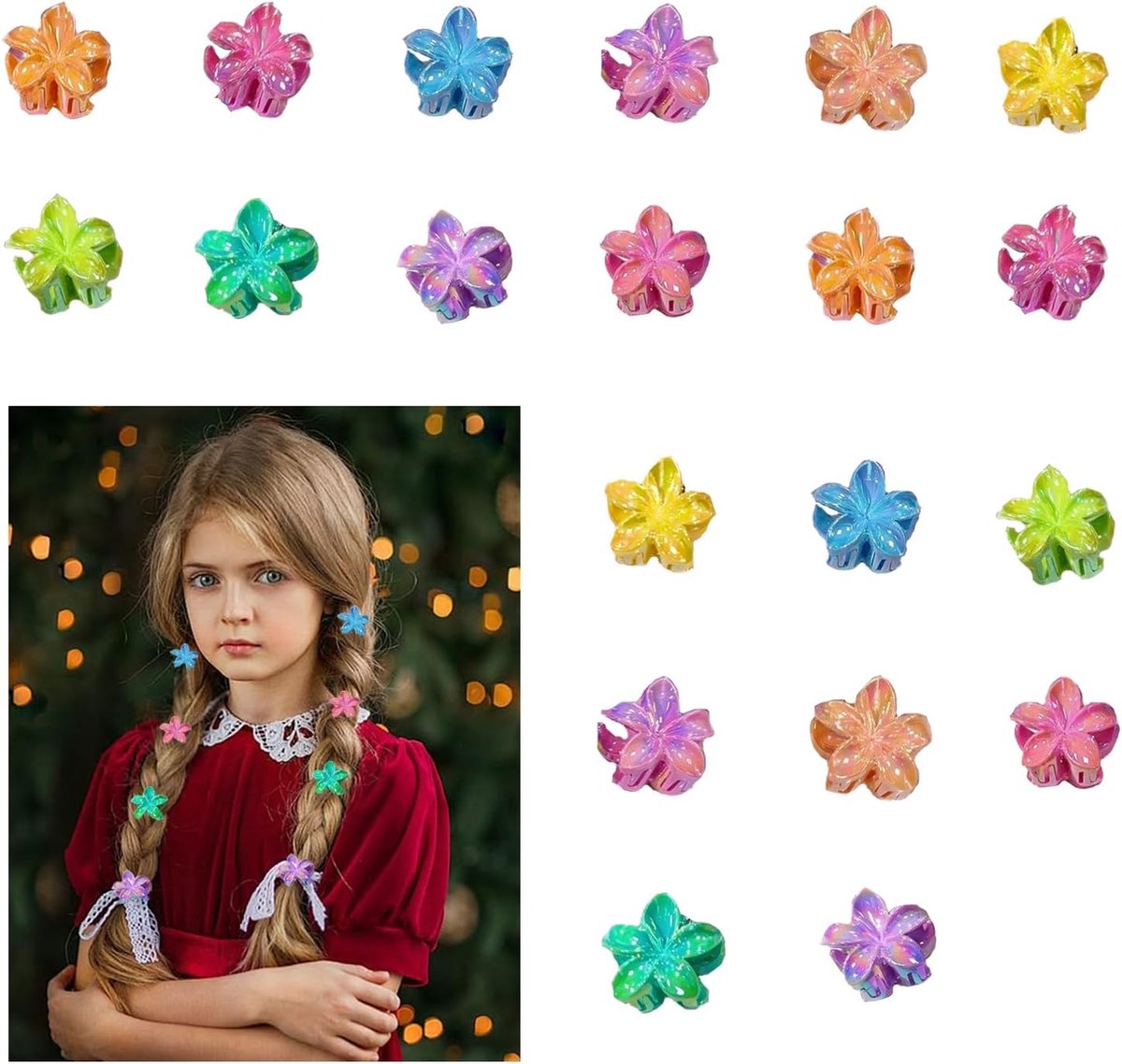 20 stuks bloemen haarclips, 2,5 cm schattige acryl kleine haarclips, antislip haarkaakclips, haarstylingaccessoires voor vrouwen en meisjes