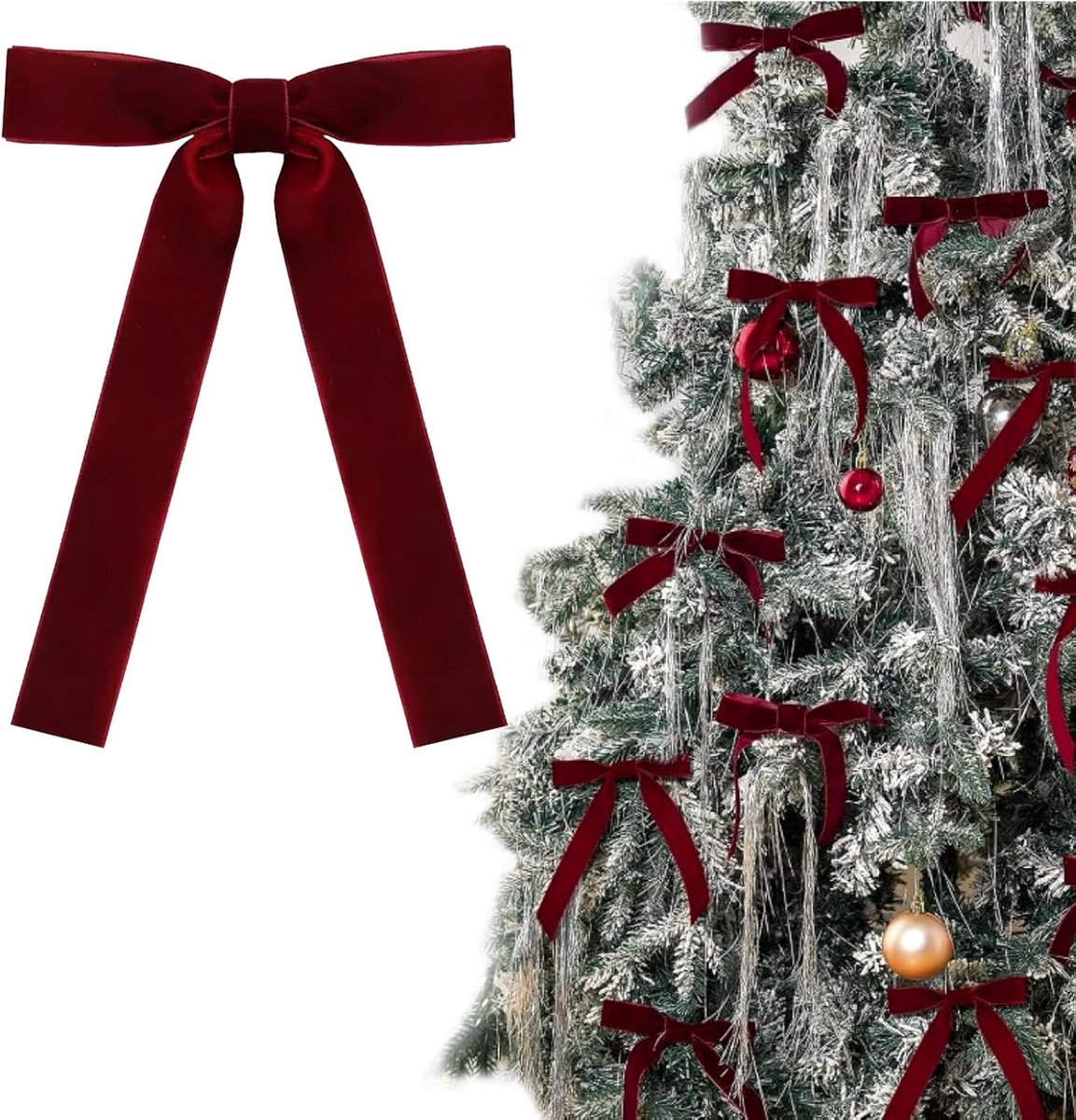 Strikken, kerstboomversiering kerstboomstrikken met gedraaide veters, vintage kerststrikken voor kerstdecoratie voor buiten en binnen