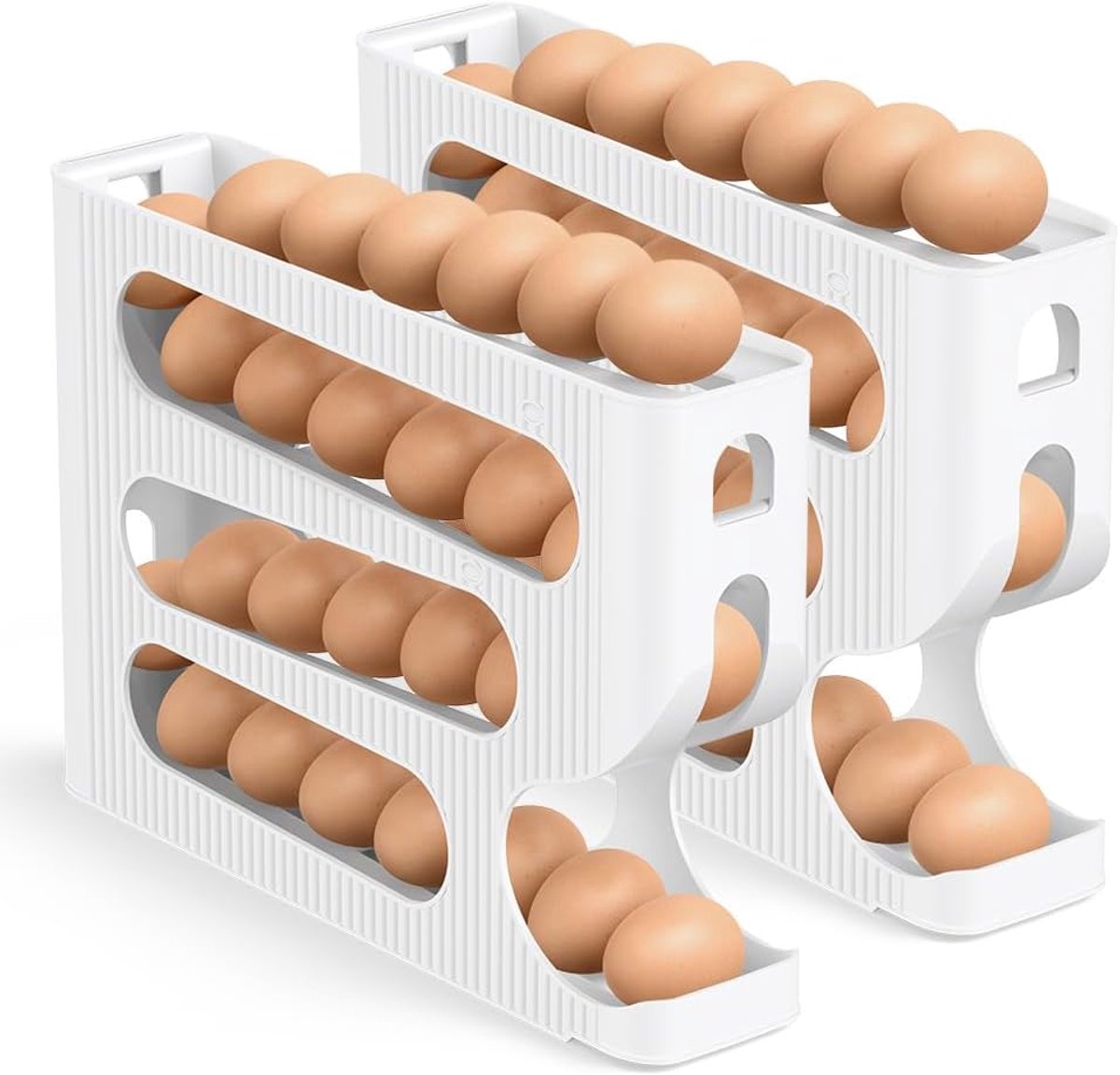 Trays, Eierhouder, Automatische Rollende Eierdispenser Voor Koelkast, Keuken - Ruimtebesparende Opberger/Organizer/Container/Lade Voor Koelkast - 2 Verpakking Voor 56 Middelgrote Eieren