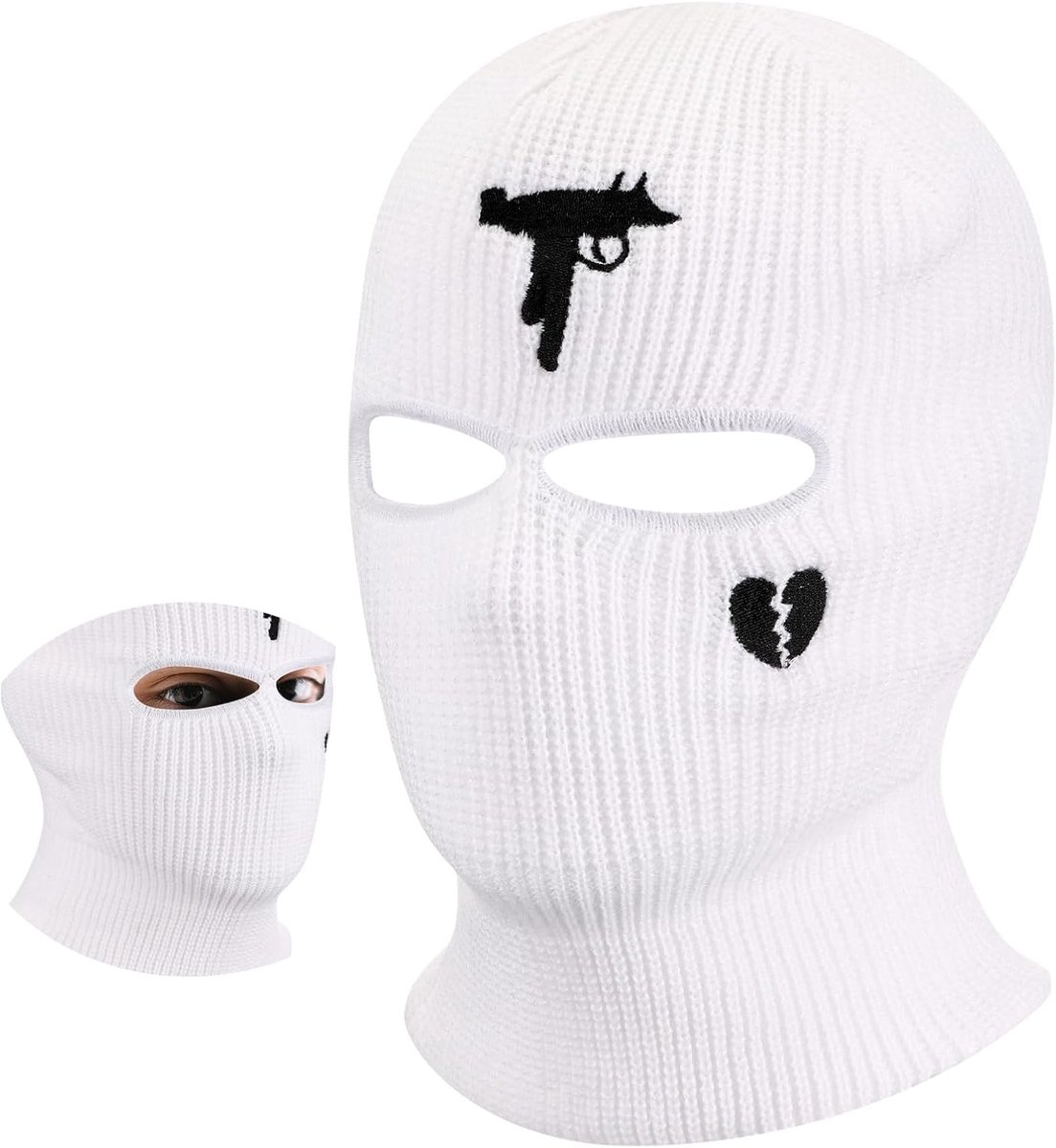 Ski Masker Bivakmuts Volledige Gezicht Cover 2 Hole Bivakmuts Winter Gebreide Bivakmuts voor Outdoor Sport
