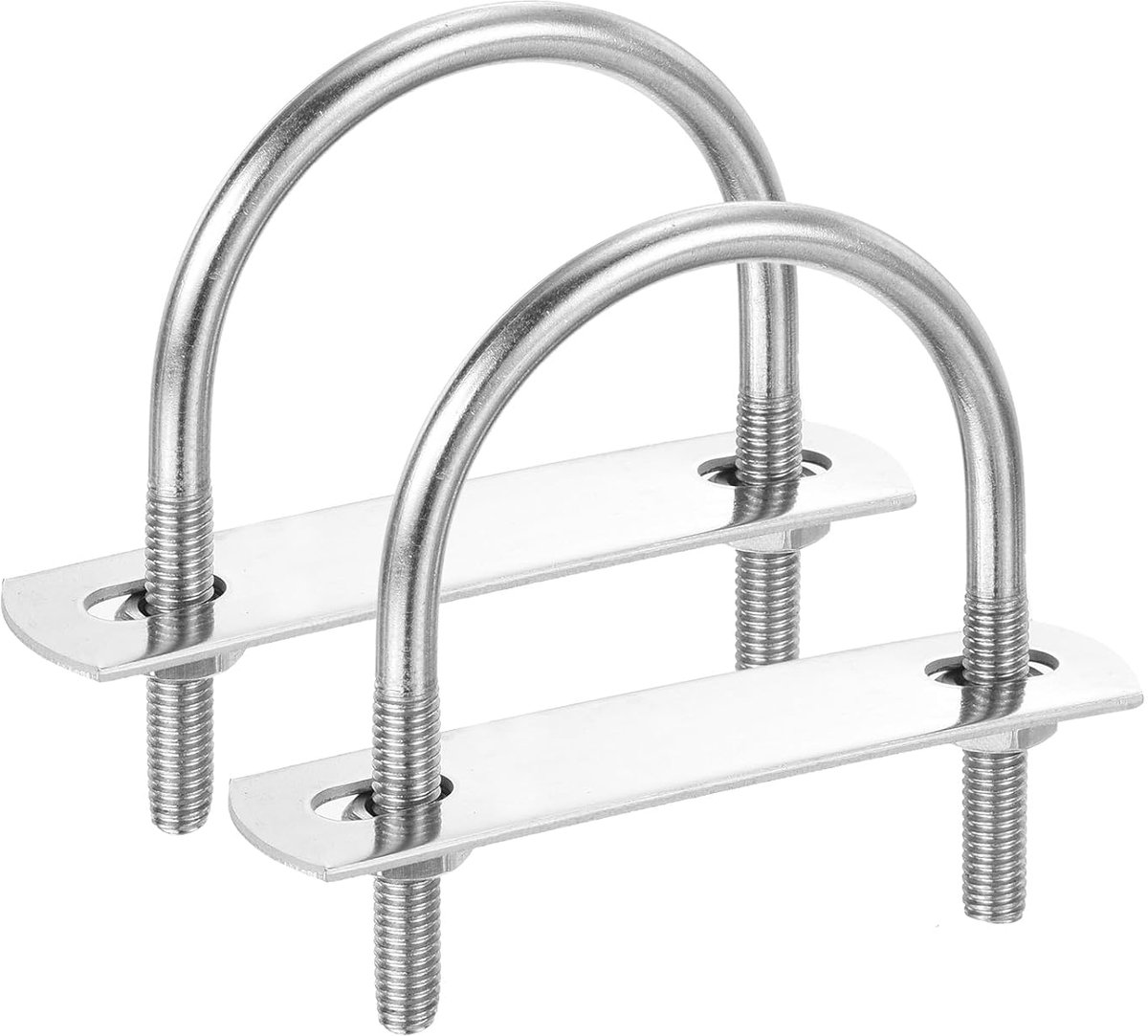 Ronde U-beugel, 2 stuks 1,89 inch (48 mm) binnenbreedte 68 mm lengte M6 met moederplaat sluitring 304 roestvrij staal ronde buiging U-beugel voor boot aanhanger as zeilboot