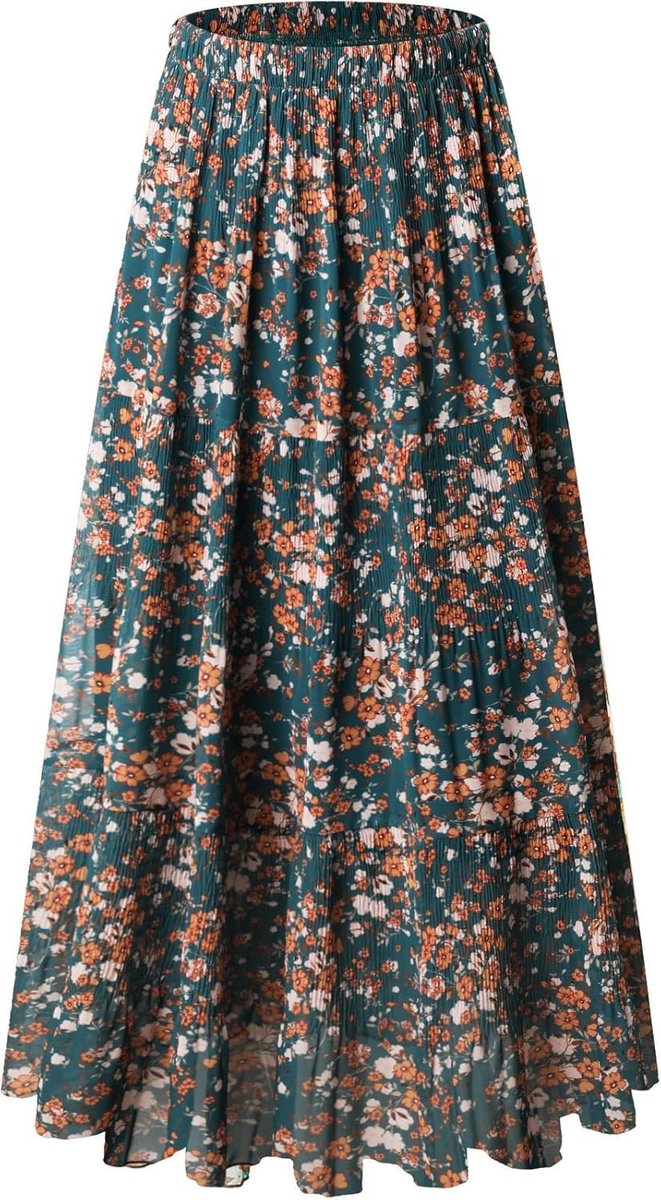 Damesrok, elastische hoge taille, maxi chiffonrok met voering, zomers, vintage stijl, lange elegante A-lijn strandrok