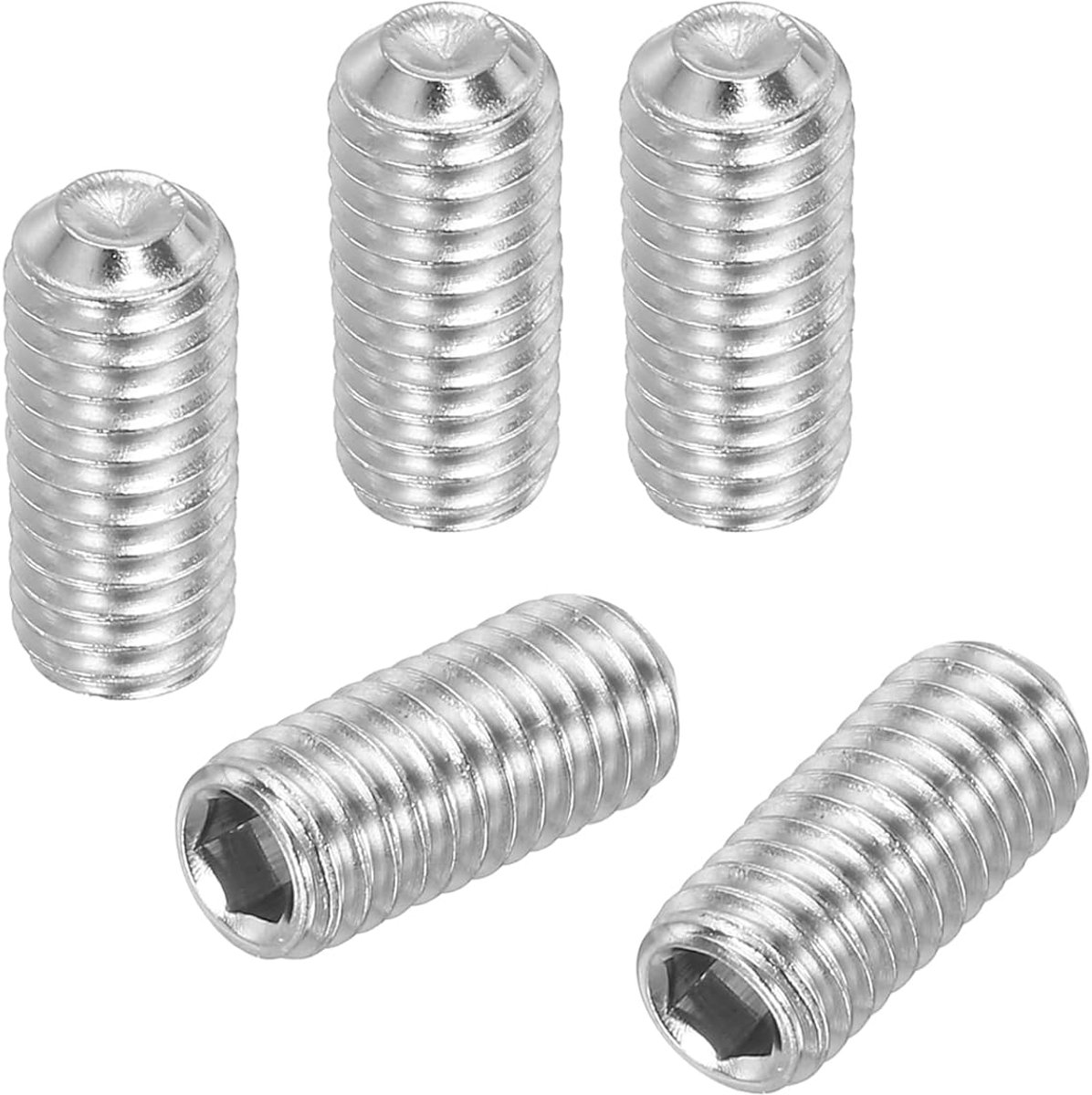 Set van 50 stuks stelschroeven set, M6 x 16 mm zeskant schroef 304 roestvrij staal binnenzeskant schroefdraadpennen voor houder deurklinkkraan lampreparatie