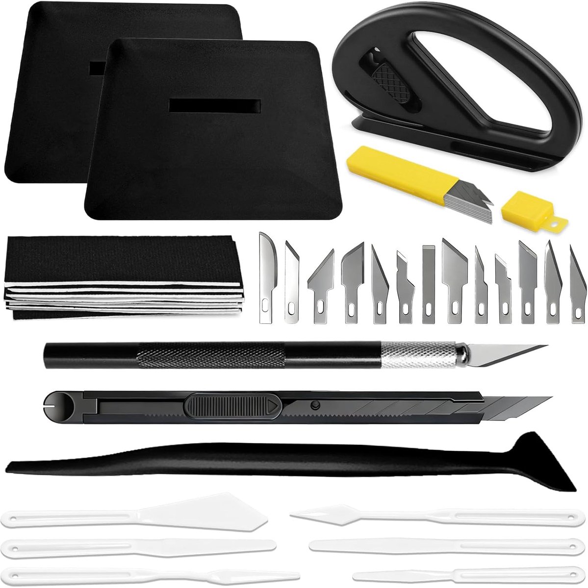 45 Stuks Vinyl Ggereedschap Set, Autovinylfolie Kit Gereedschap, Squeegee Voor Folie Set, Raamfolie, Fensterfolie, Kunst mes, Verwisselbaar Mes, Behang, Keuken, Meubels, Doe-Het-Zelf