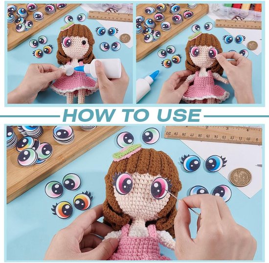 Ogen van vilt gemengde kleuren wolfilmagie cabochon poppenproductie-accessoires ronde oogversiering voor sieraden maken en knutselen — afbeelding 2