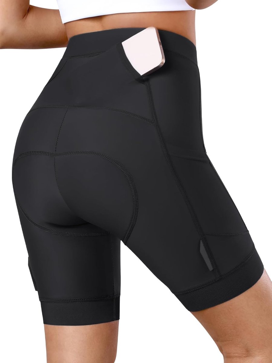Shorts voor dames, 4D-gewatteerde fietsbroek met 3 zakken