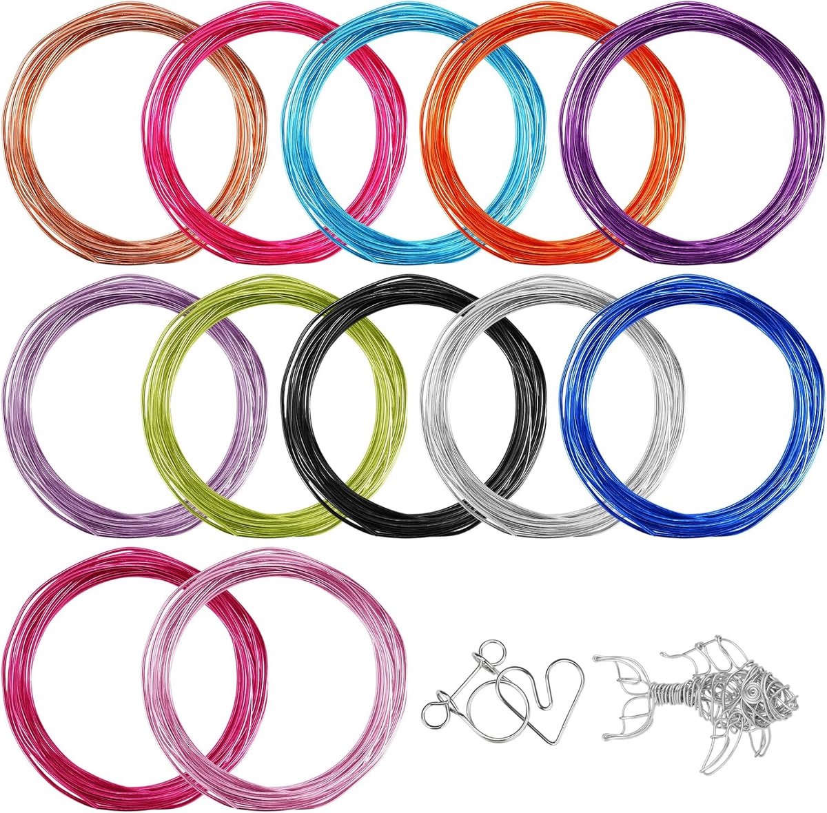 Draad 60m, Buigbare Knutseldraad 1,5mm | Handgemaakte Aluminiumdraad, Aluminium Ambachtelijke Draad voor Diy Handgemaakte, Doe-Het-Zelf Sieraden, Modellen