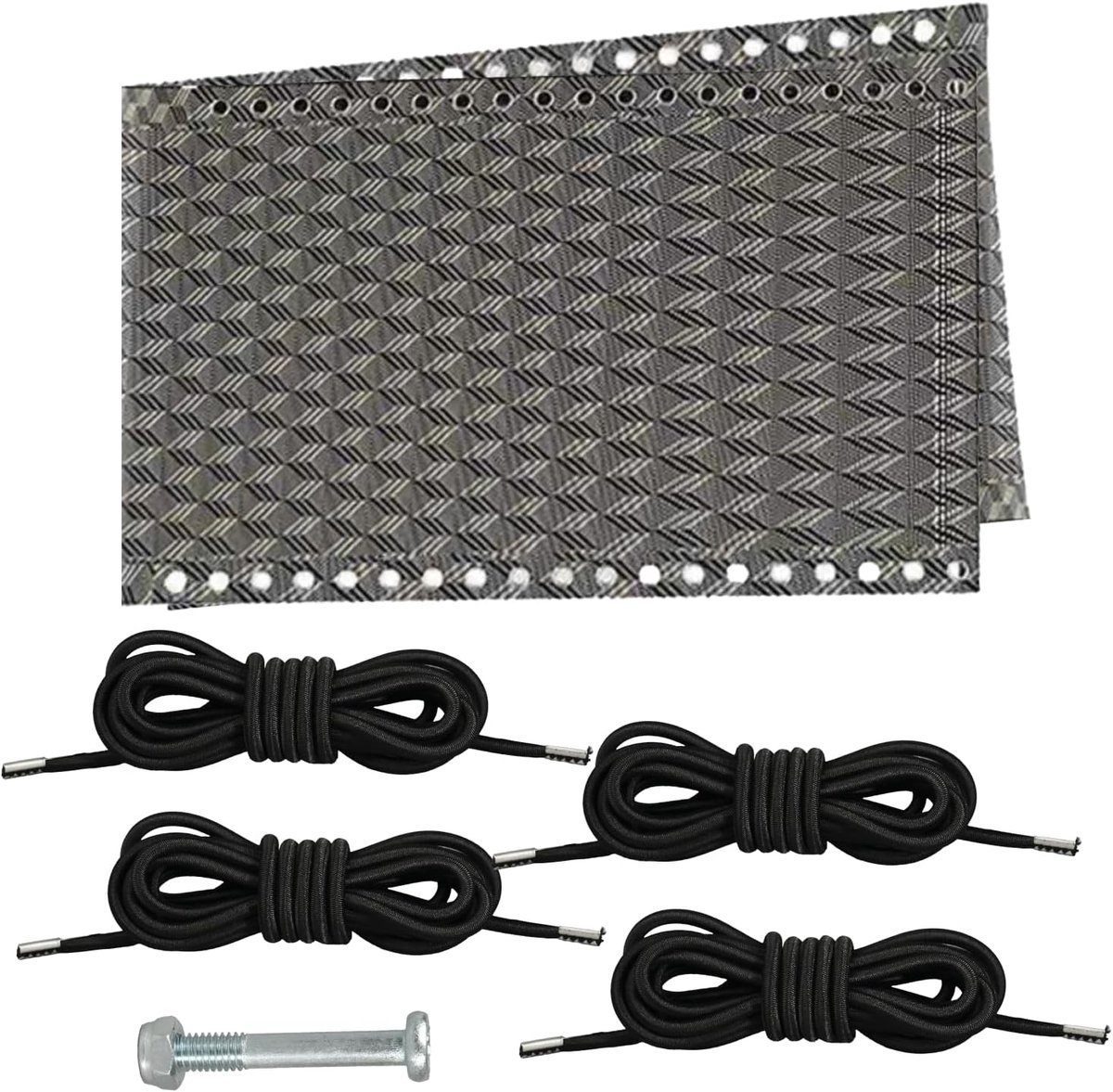 Reservedoek voor ligstoel met 4 elastische touwen (Black Diamond 160 x 43 cm), reservestof voor zero zwaartekrachtstoel, klapstoel, tuin, ligstoel, outdoor, stof