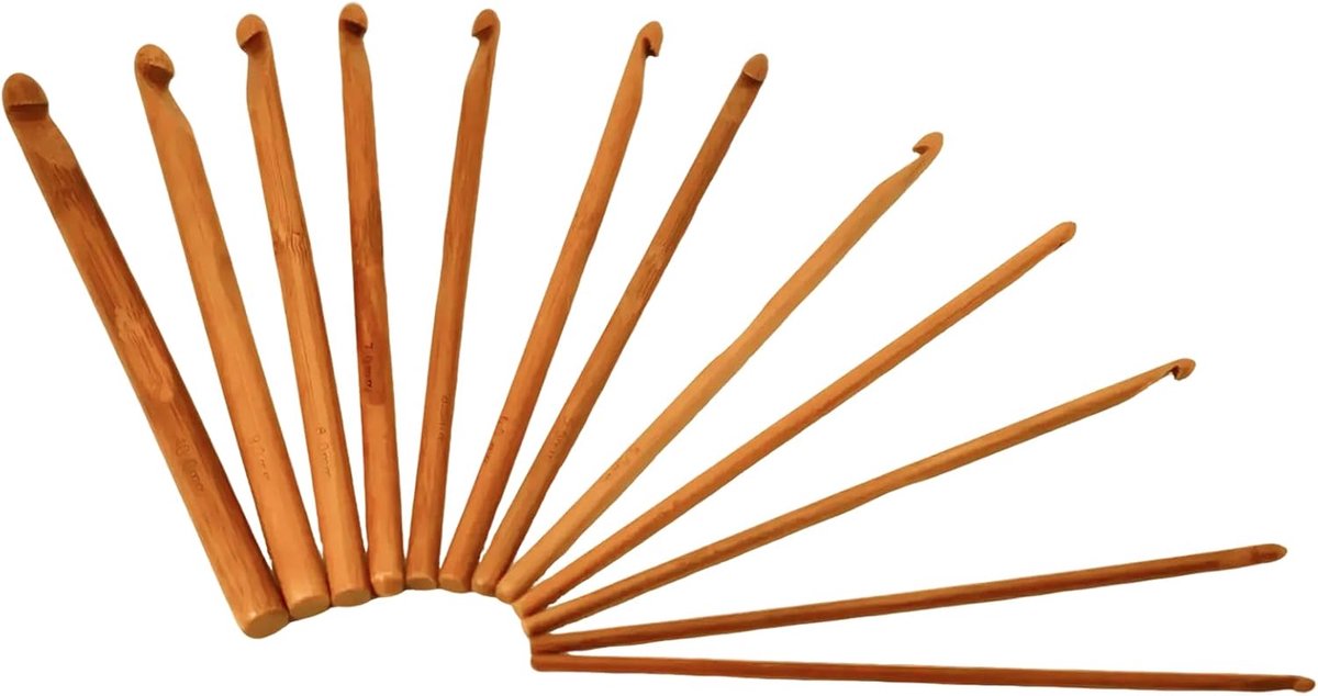 Haaknaaldenset met houten handvat, 12 stuks breinaalden, haaknaalden