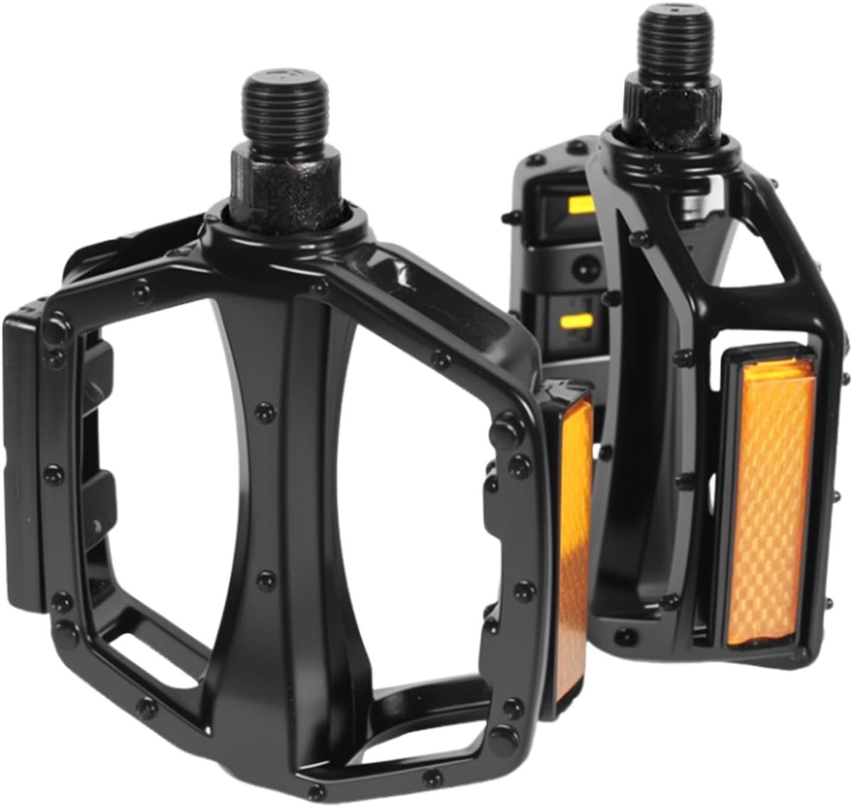 Pedalen, zwart, lichte aluminium pedalen met anti-slip profiel en reflecterende strepen, 9/16 inch kogellagerpedalen voor MTB, stadsfiets, trekking (400 g/paar)