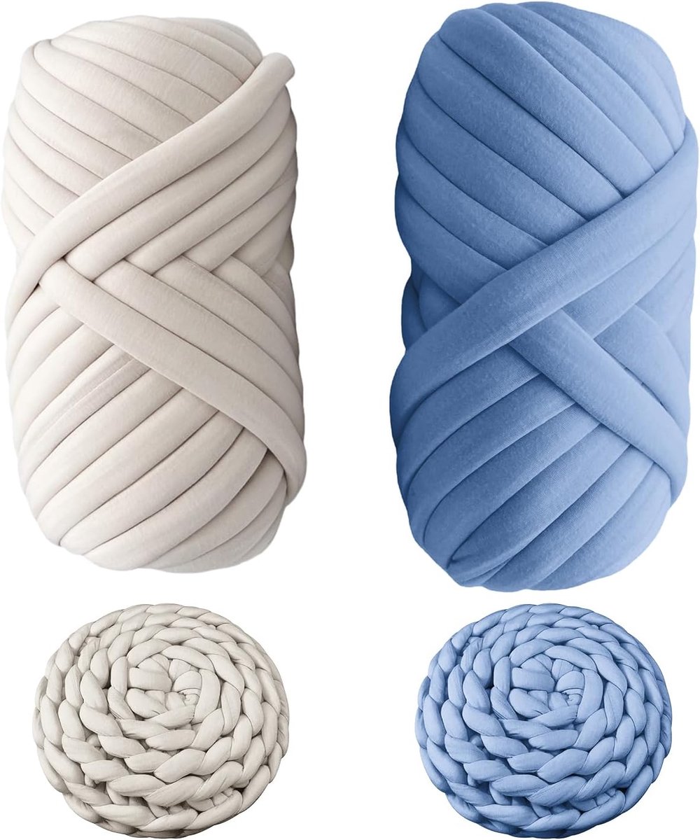 2 stuks breiwol, 500 g, dikke wol, volumineus handbreigaren, dikke wol, dikke wol voor haken, breien, voor tassen, dekens, manden, huisdiernesten, doe-het-zelf kunsthandwerk