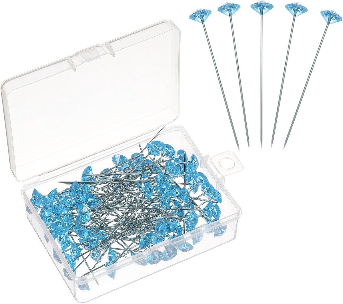 100 stuks spelden voor boeket, 5,1 cm, rechte spelden voor bloemen, voor bruiloften, naaien, decoratie, knutselen, donkerblauw