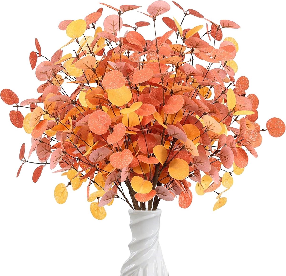 Kunstherfstbloemen, 6 stuks, decoratieve takken, kunstbladeren, 60 cm, herfst, kunstdecoratie met eucalyptus, voor tafel, Halloween, tuin, veranda
