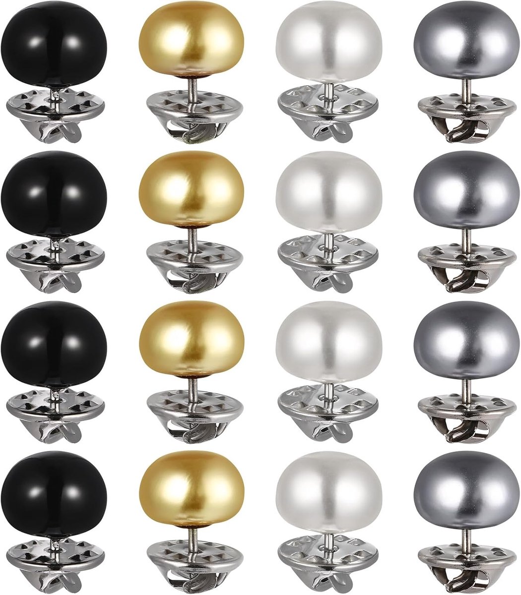 Knopen zonder naaien 20 stuks instant knopen met pareldesign herbruikbare broche knopen voor dames overhemden en truien vier kleuren
