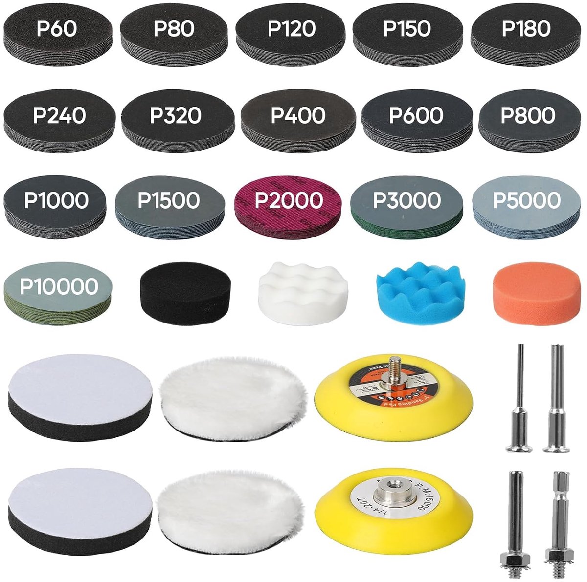 174 stuks polijstopzetstuk voor accuschroevendraaier, 75 mm/3 inch polijstpad, koplamp polijstset, auto polijstset, schuuropzetstuk voor accuschroevendraaier, voor polijsten, schuren, waxen