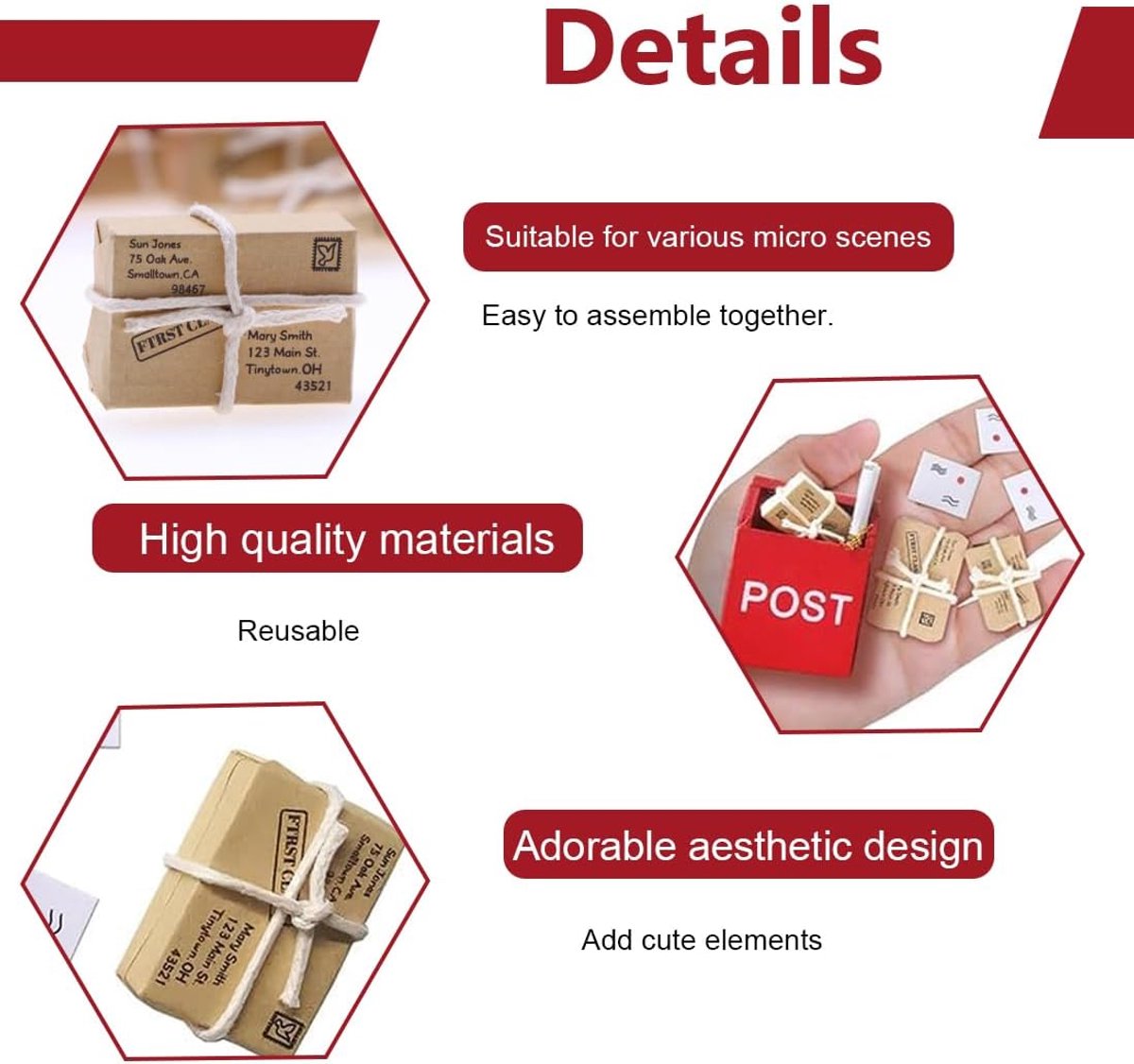 Set 7 stuks miniatuur kerstaccessoires voor poppenhuis en decoratie (1/12)