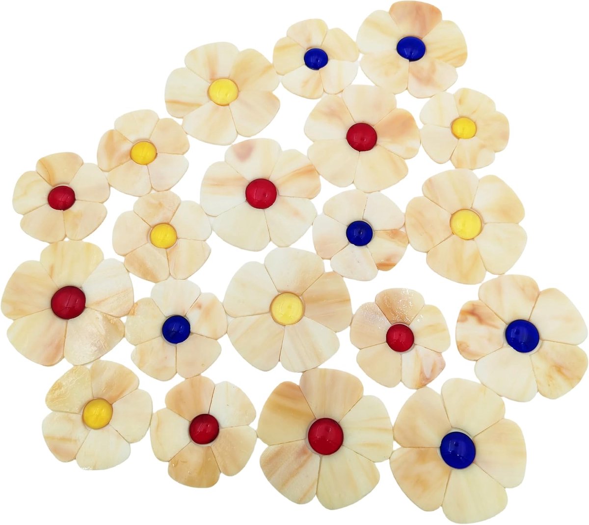 Mozaïektegels, 2 maten bloemblaadjes gekleurd glas mozaïek stukken voor DIY bloem knutselen, woondecoratie, binnen & buiten decor met opbergdoos (ijs)