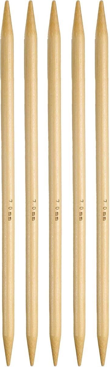 5 bamboe breinaalden met dubbele punt, US, 7 mm, 20 cm, recht voor creatief breien, wol, geel