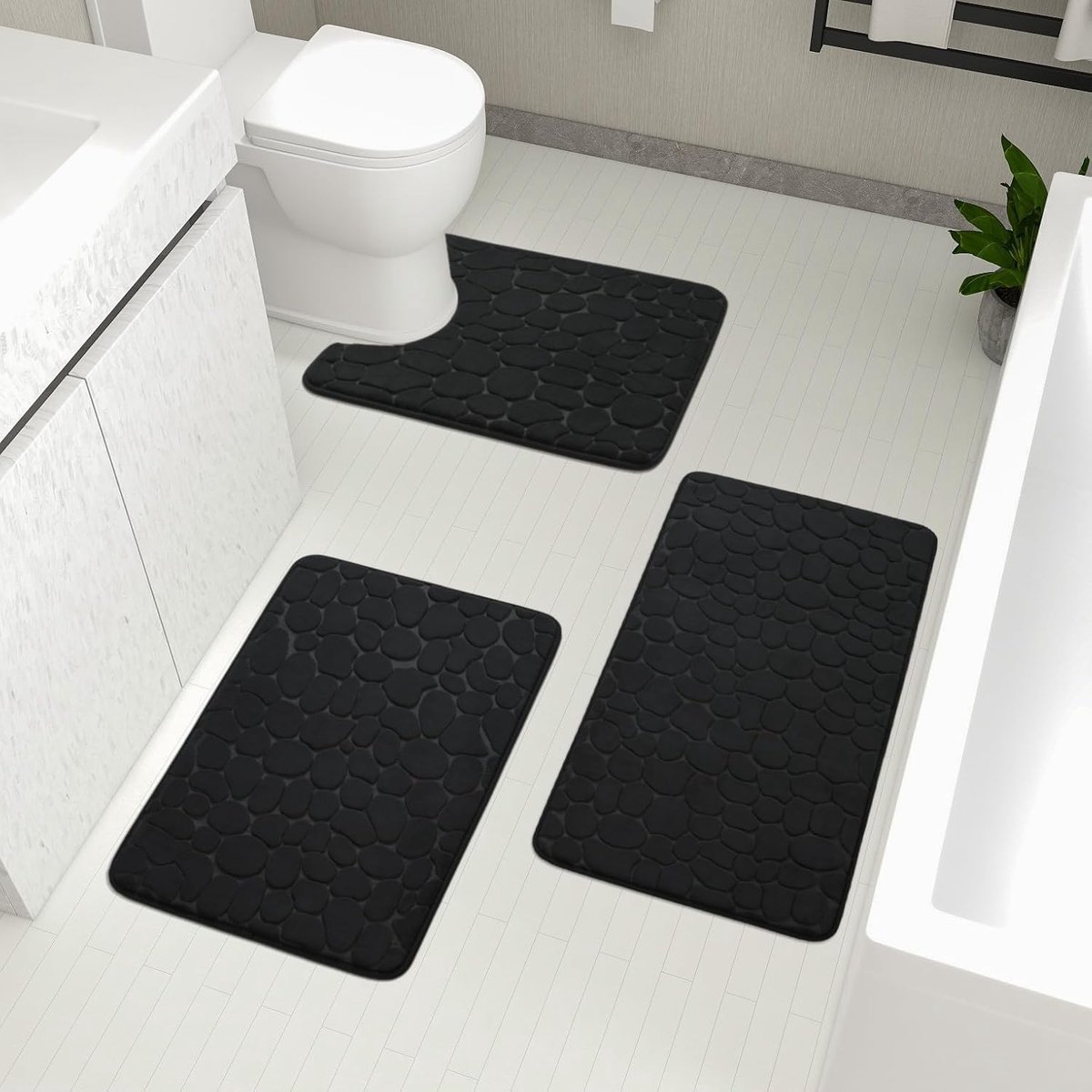 Badmatset 3-delig - Geheugenfoam - Antislip en absorberend - Perfect voor badkamer en toilet - SnelShoppen