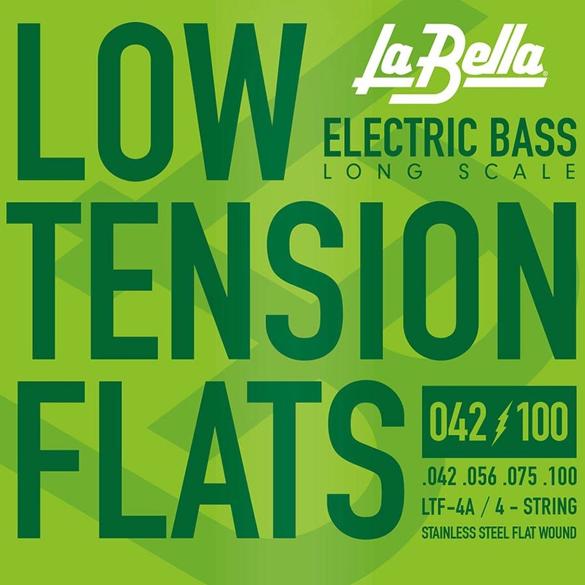 La Bella LTF4A Bassnaren Set Stainless Steel Flatwound Low Tension Flexible (042-100)