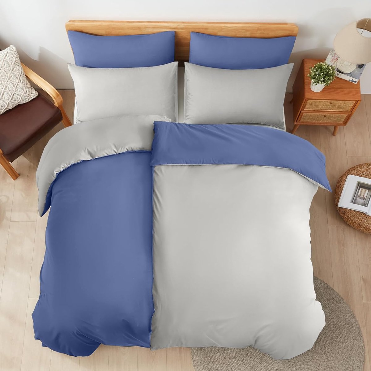 SnelShoppen - Zwart Bedlinnen Set 135 x 200 cm - 100% Katoen Duvet Dekbedovertrek met Rits + Kussensloop 80 x 80 cm - Ademend en Luxe Slapen voor Alle