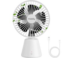 SnelShoppen - Miady Tafelventilator, Stil en Krachtig, 5000 mAh Oplaadbare USB-ventilator, 135 Graden Oscillatie, 3 Snelheden, Mini-ventilator voor Bu