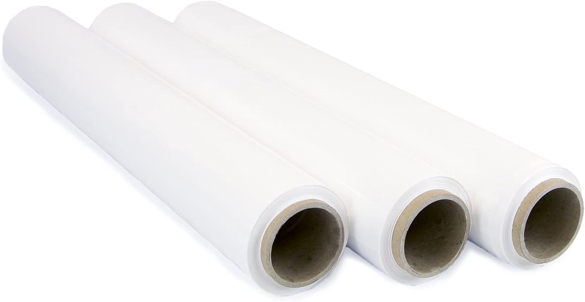 SnelShoppen - Verpakkingsfolie 50 cm breed, rekbaar tot 300 m, elastische folie rol voor industriële verpakking (wit, 3)