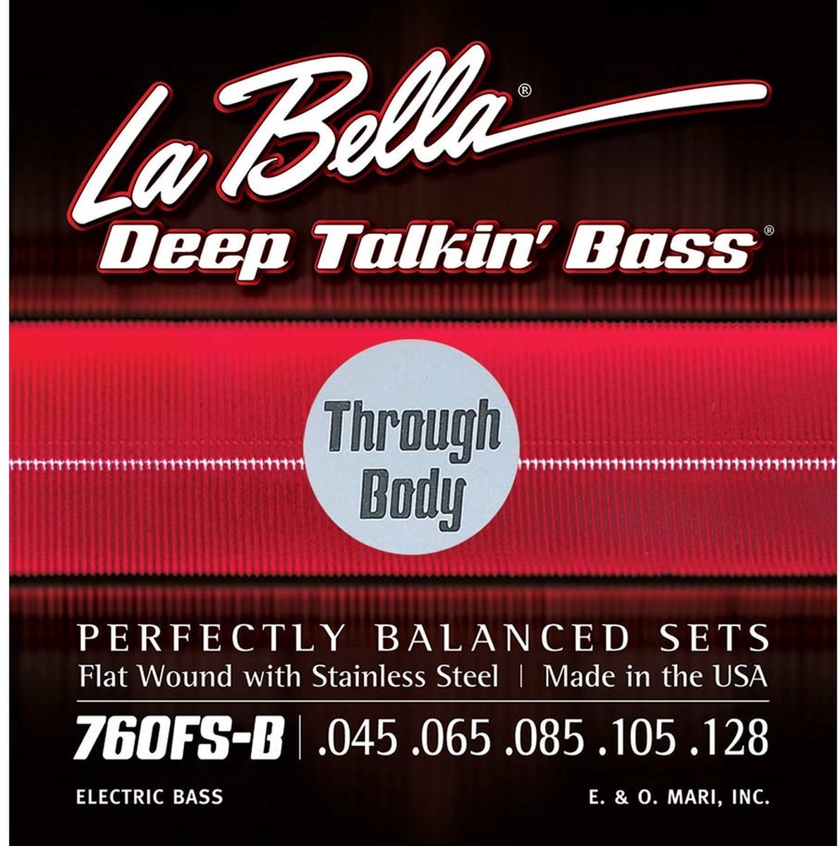 La Bella L-760FS-BTB snaren set elektrisch 5-snaar bass, stainless steel flatwound, 045-065-085-105-128. tru-body