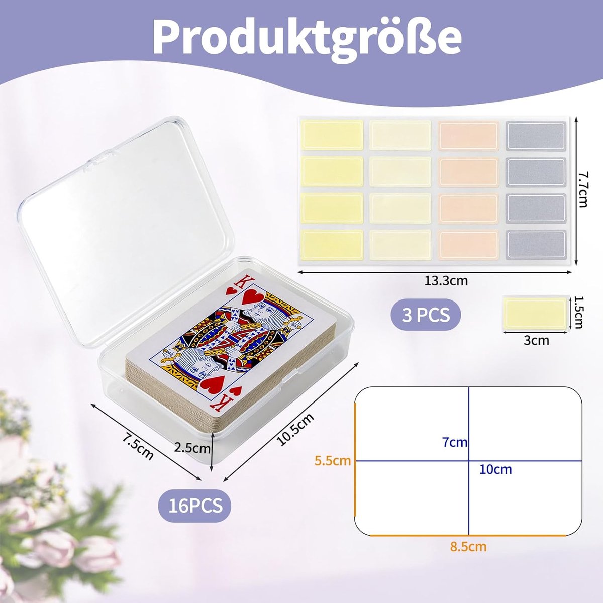 SnelShoppen - 16 Stuks Speelkaartenetui, Transparante Plastic Opbergdozen met Deksel, Kleine Kaartbox voor Poker, UNO en Kleine Voorwerpen met Labels