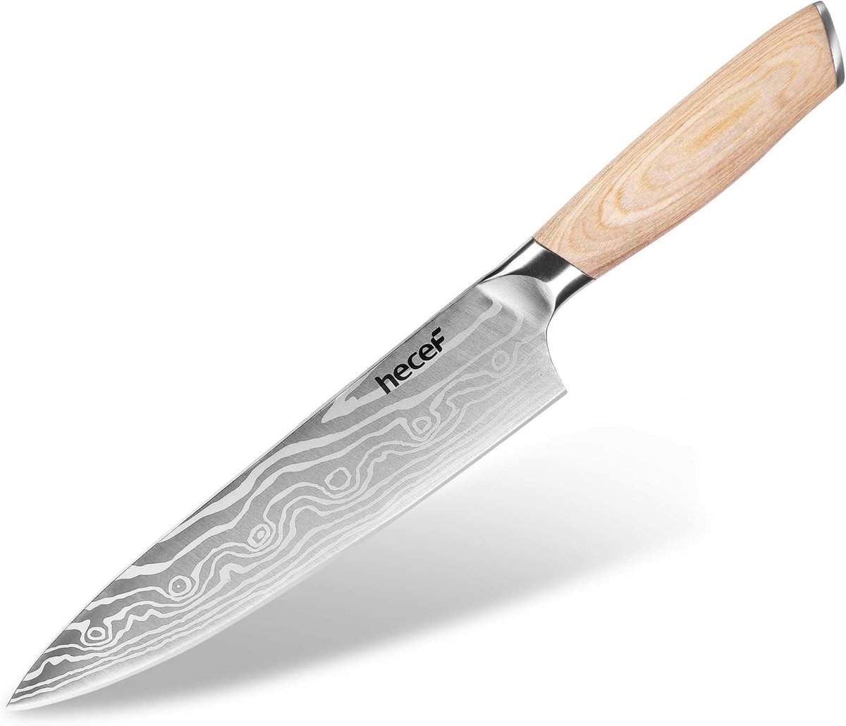 Chefmes 20cm - RVS - Ergonomisch Pakkawood Handvat - Voor Nauwkeurig Snijden - SnelShoppen